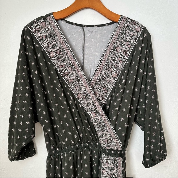 NEW GARNET HILL Faux Wrap Maxi Knit Dress Green Grey XS - Picture 4 of 7